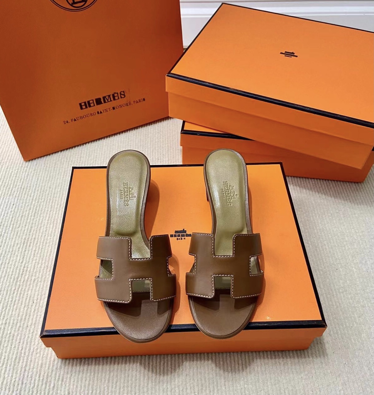 에르메스 올수공 오아시스 슬리퍼 샌들 스위프트 38